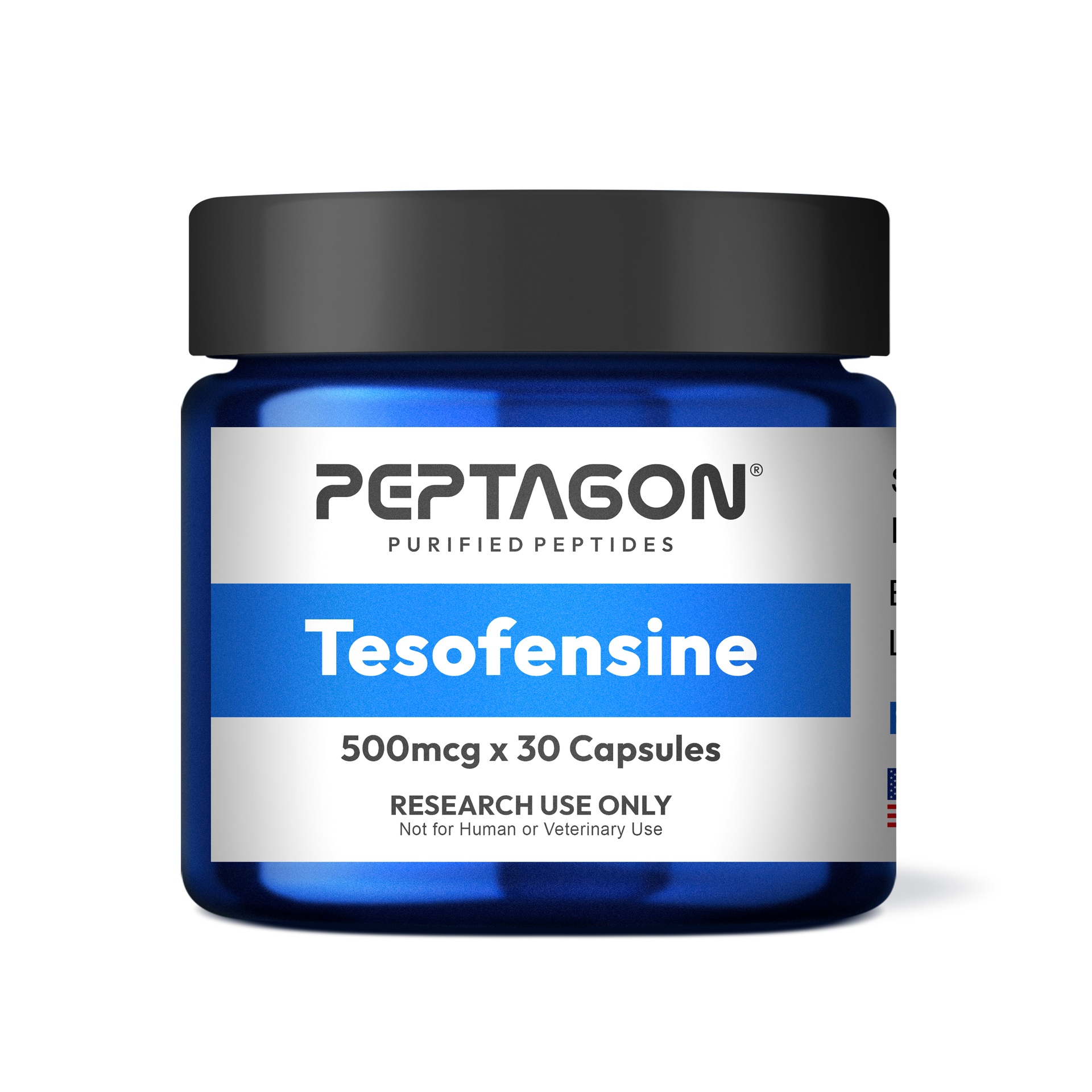 Peptagon Tesofensine 500mcg x 30 Capsules in a blue jar with a black lid